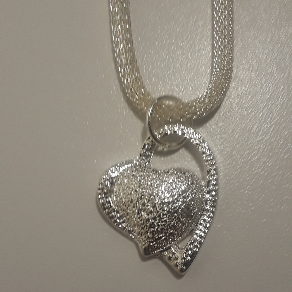 925 Silver and stamps heart necklace